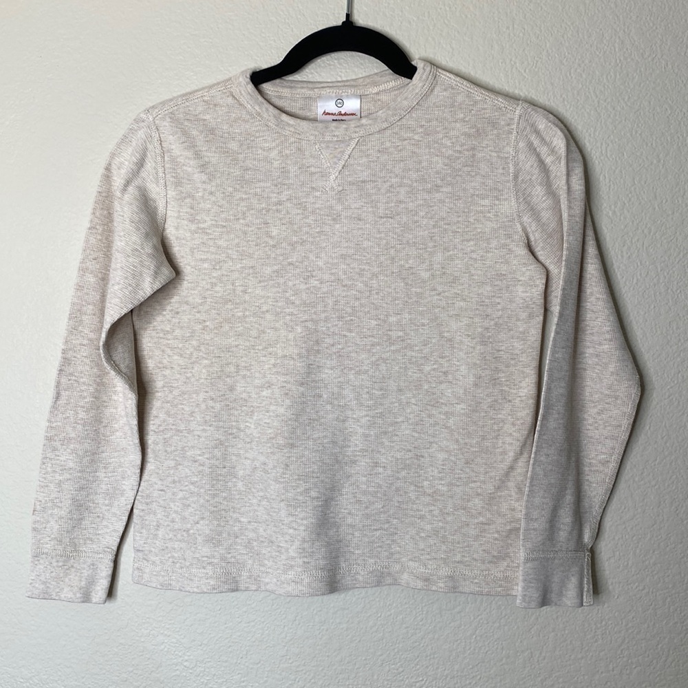 Hanna Andersson thermal long sleeve shirt kids 140cm US 10 tan EUC